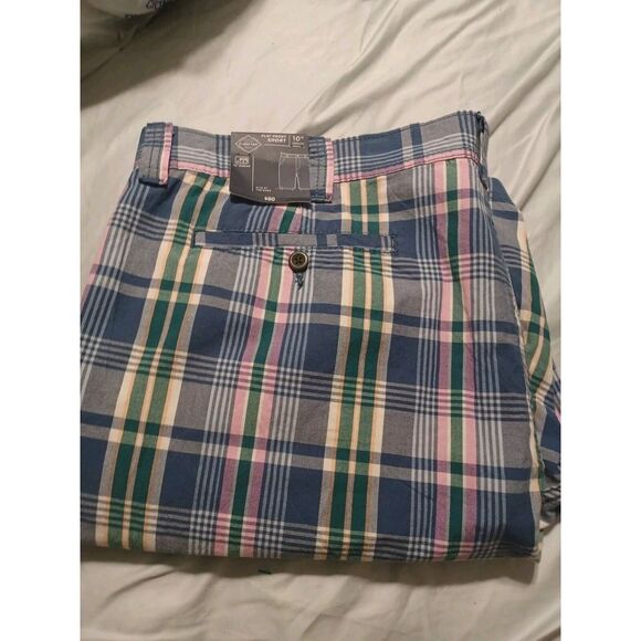 NWT St Johns Bay Comfort Stretch Chino‎ Shorts Mens 44 Big MultiColor Plaid - Picture 1 of 9